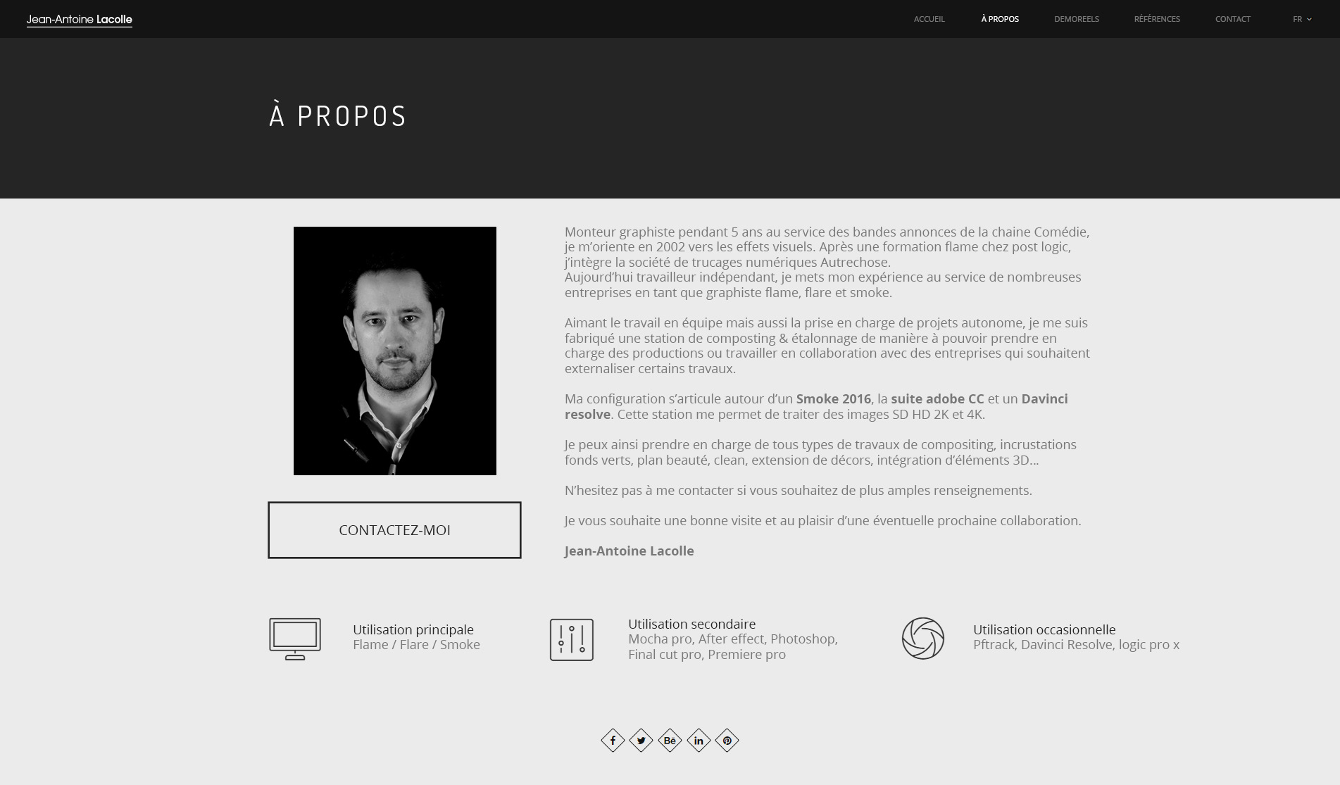 Page de présentation pour le site web Jean-Antoine Lacolle