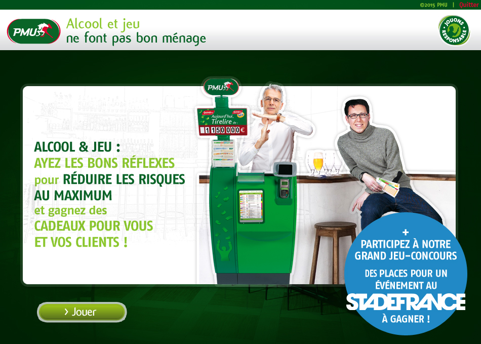 Page d'accueil du module PMU Alcool et jeu ne font pas bon ménage